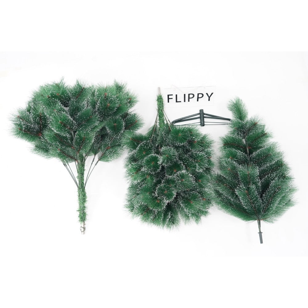 Brad artificial de Craciun tip pin nins, pentru interior/exterior, inaltime 210 cm, verde, suport metalic inclus
