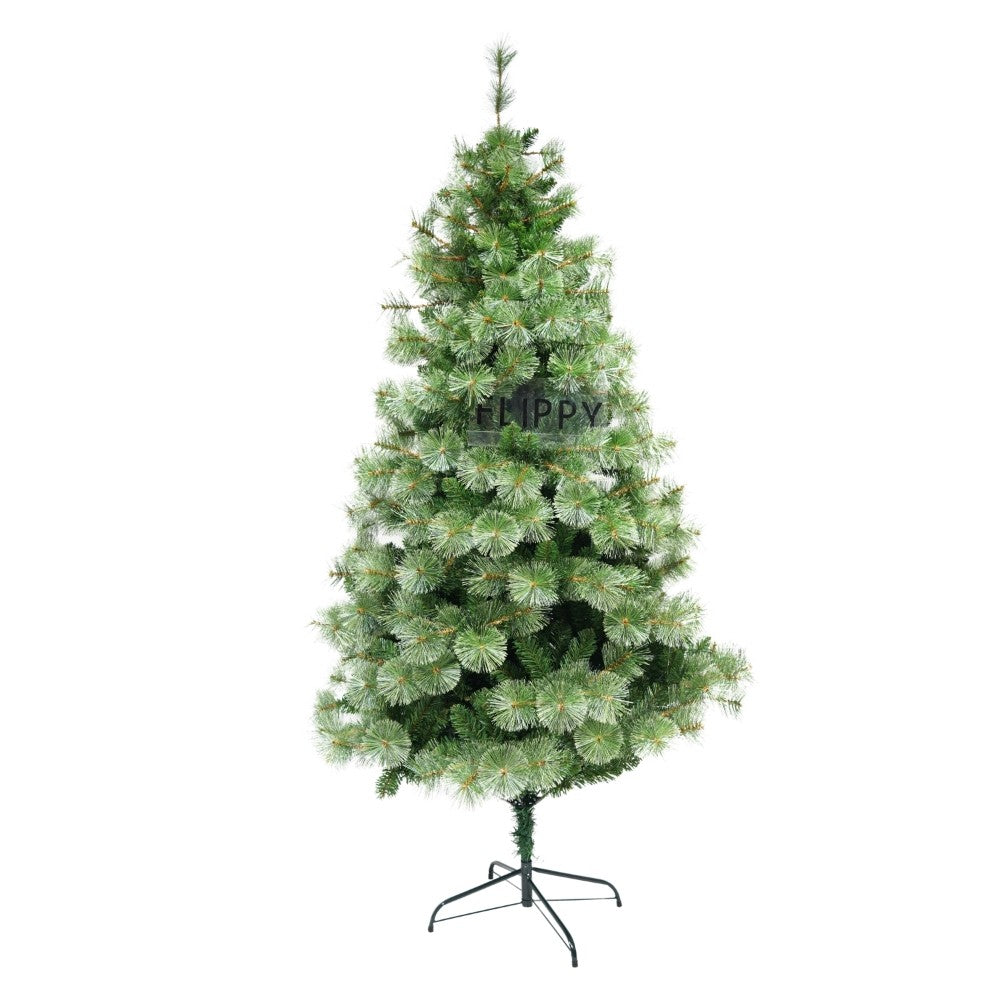 Brad artificial de Craciun tip pin, Bogat Premium, inaltime 240 cm, 1420 ramuri, verde, suport metalic inclus