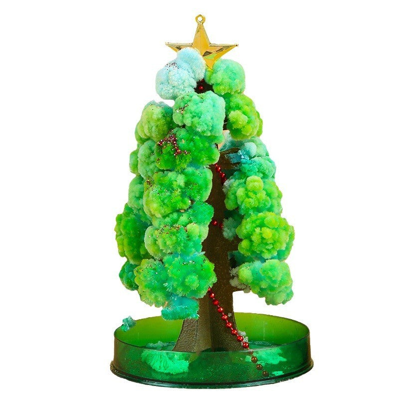 Brad Copac de Hartie Infloritor pe Apa, Jucarie Brad Magic Infloritor de Craciun, Crestere Lenta in 8-24 h, Decoratiune de Craciun, 16.5 x 9.5 x 9.5 cm, Verde