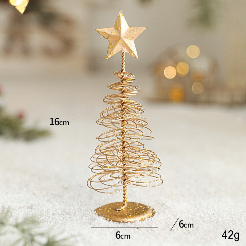 Brad de Craciun Ornament, Decoratiune Brad micut din Metal, inaltime 16 x 6.5 x6.5 cm, Ornament de Craciun, Auriu