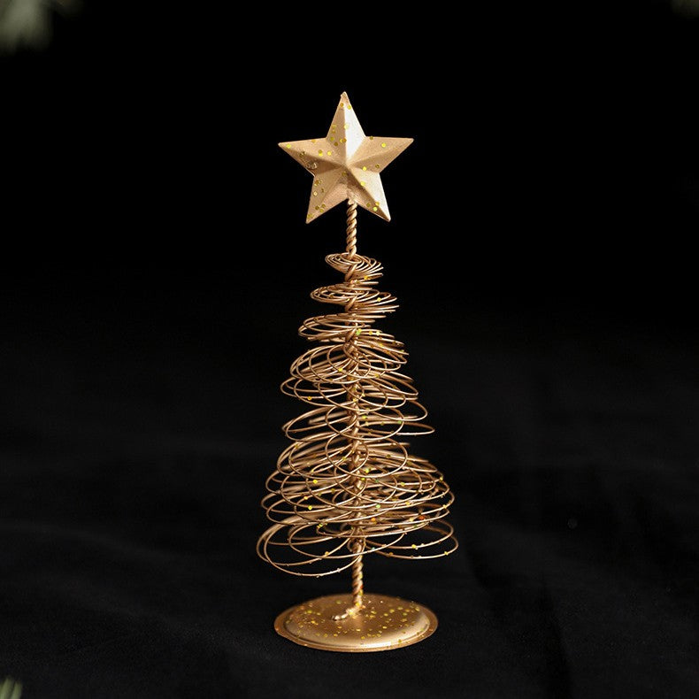 Brad de Craciun Ornament, Decoratiune Brad micut din Metal, inaltime 16 x 6.5 x6.5 cm, Ornament de Craciun, Auriu