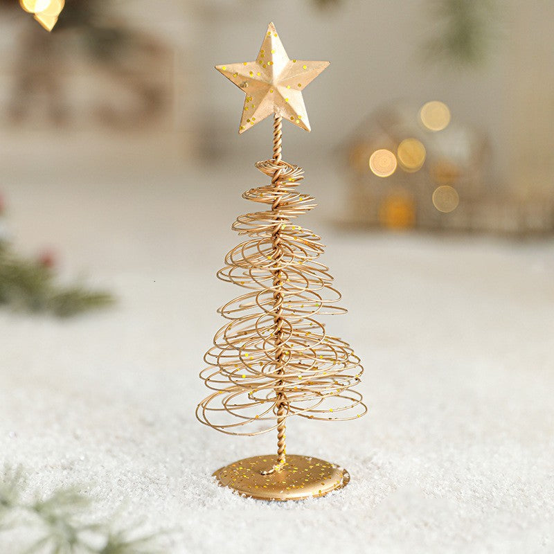 Brad de Craciun Ornament, Decoratiune Brad micut din Metal, inaltime 16 x 6.5 x6.5 cm, Ornament de Craciun, Auriu