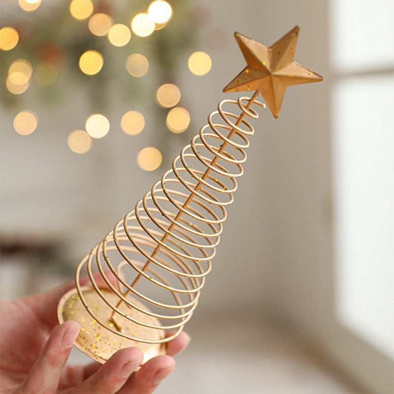 Brad de Craciun Ornament, Decoratiune Brad micut din Metal, inaltime 19.5 x 6.5 x6.5 cm, Ornament de Craciun, Auriu