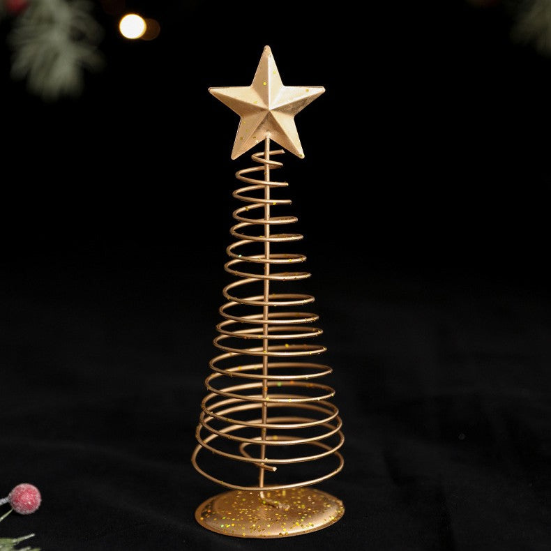 Brad de Craciun Ornament, Decoratiune Brad micut din Metal, inaltime 19.5 x 6.5 x6.5 cm, Ornament de Craciun, Auriu