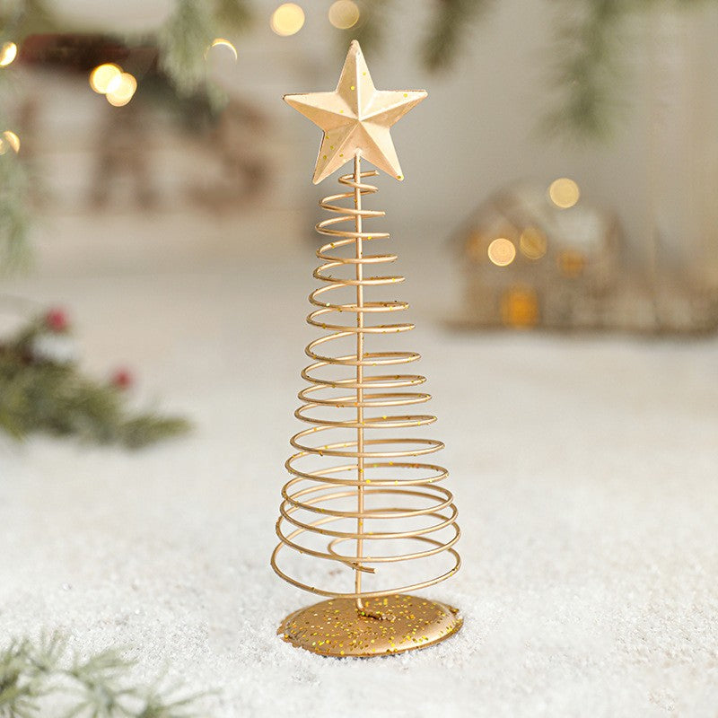Brad de Craciun Ornament, Decoratiune Brad micut din Metal, inaltime 19.5 x 6.5 x6.5 cm, Ornament de Craciun, Auriu