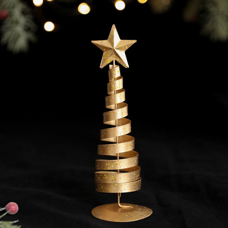 Brad de Craciun Ornament, Decoratiune Brad micut din Metal, inaltime 20 x 6.5 x6.5 cm, Ornament de Craciun, Auriu