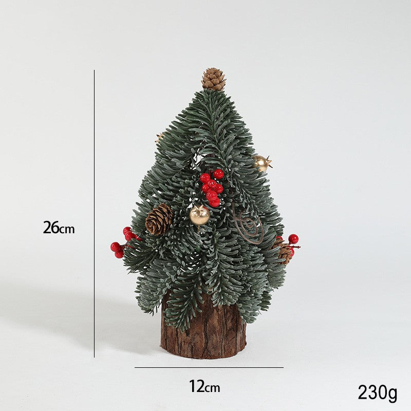 Decoratiune Craciun pentru Masa, Ornament de Decor Model Brad de Craciun de Dimensiuni Mici, pentru Birou si Interior, din Plastic 26 x 12 x 12 cm, Verde