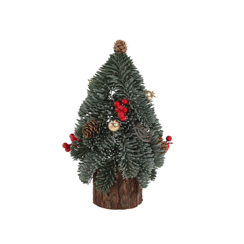 Decoratiune Craciun pentru Masa, Ornament de Decor Model Brad de Craciun de Dimensiuni Mici, pentru Birou si Interior, din Plastic 26 x 12 x 12 cm, Verde