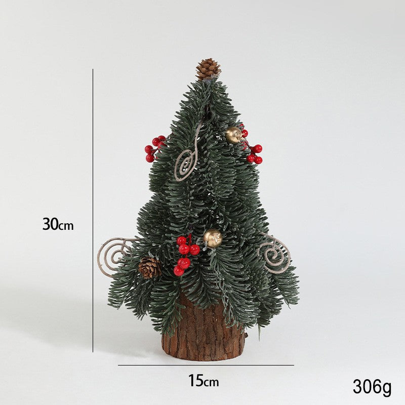 Decoratiune Craciun pentru Masa, Ornament de Decor Model Brad de Craciun de Dimensiuni Mici, pentru Birou si Interior, din Plastic 30 x 15 x 15 cm, Verde