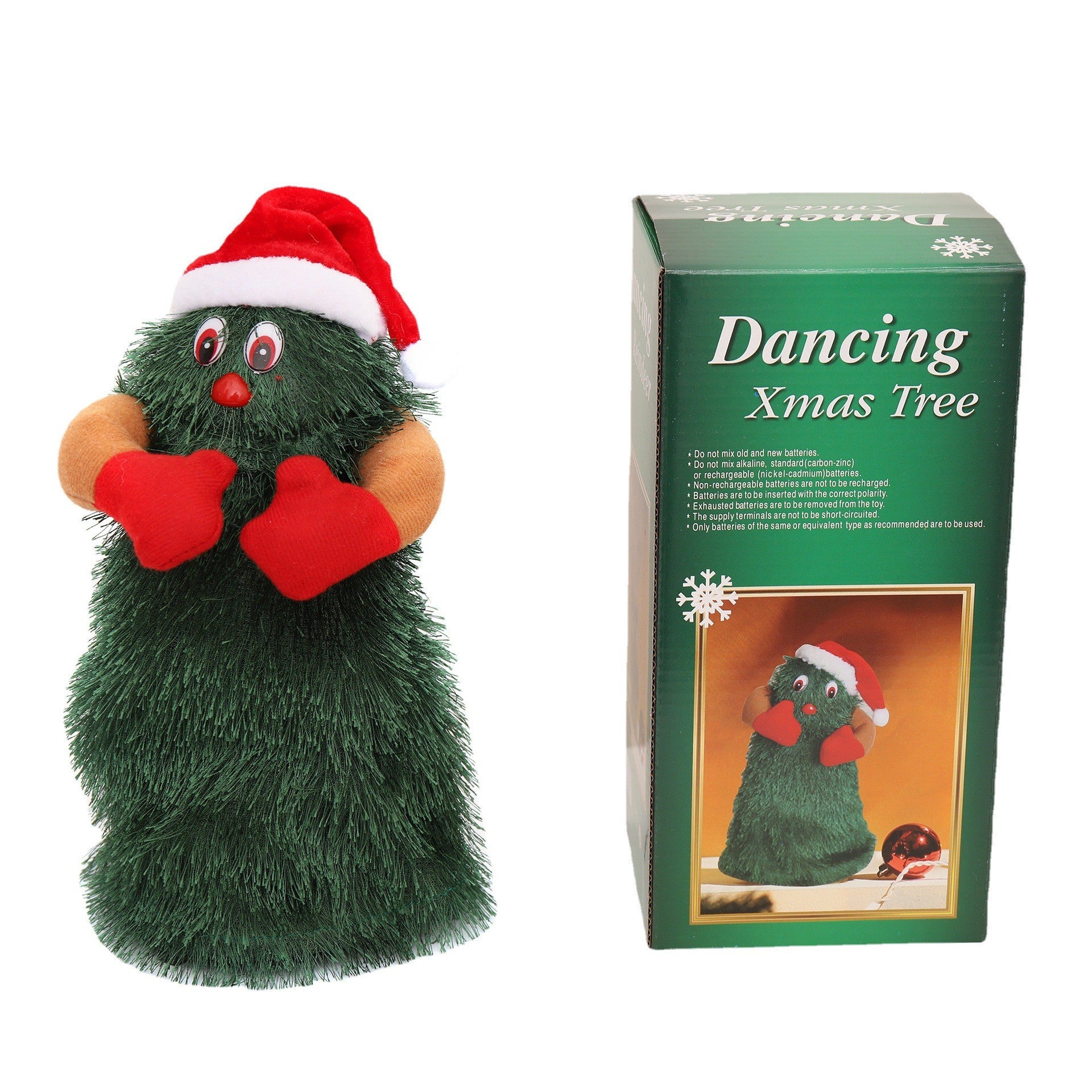 Bradut Dansator si Cantaret, Decoratiune de Craciun, Jucarie Interactiva, 16 cm Inaltime, Verde
