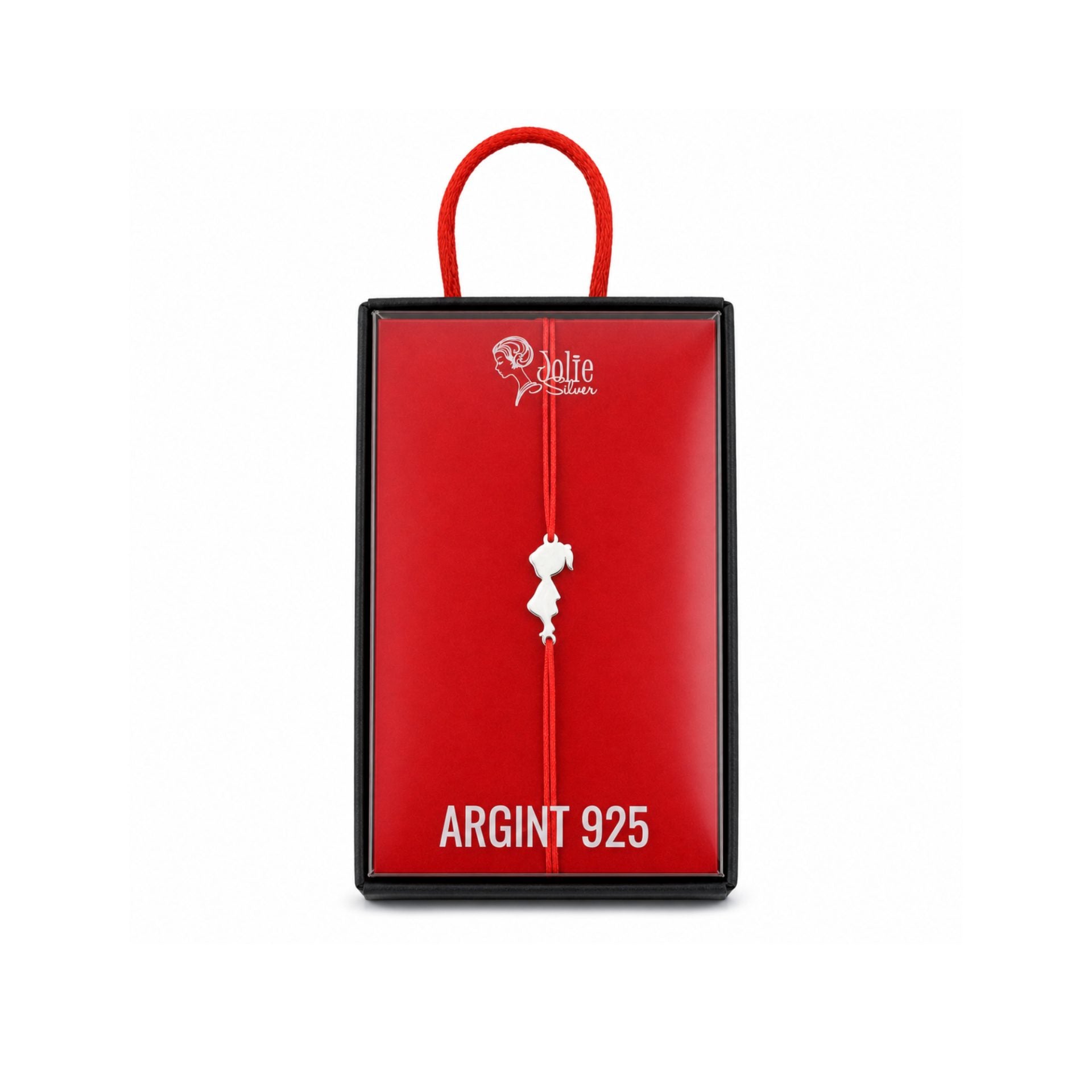 Bratara Argint 925 pentru Dama, Model Fetita, Martisor Bratara de 1 Martie, Pandativ Argintiu cu Snur Rosu