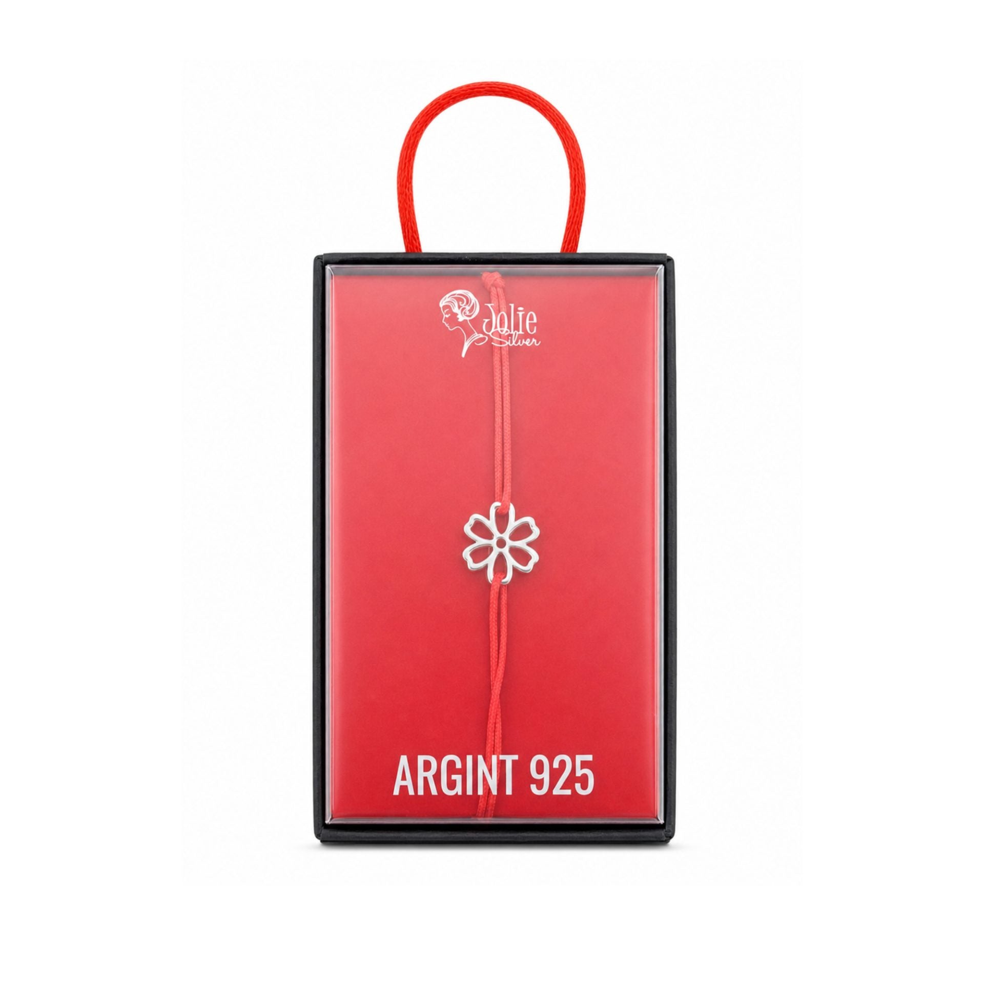 Bratara Argint 925 pentru Dama, Model Romanita, Martisor Bratara de 1 Martie, Pandativ Argintiu cu Snur Rosu