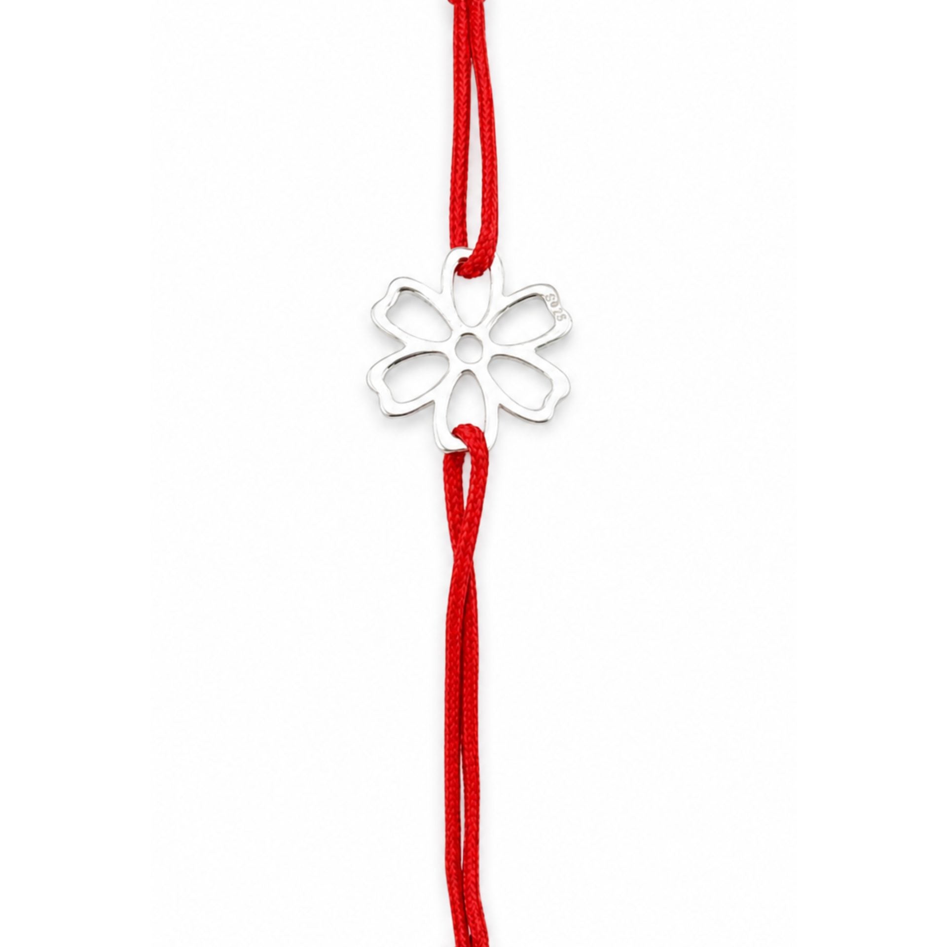 Bratara Argint 925 pentru Dama, Model Romanita, Martisor Bratara de 1 Martie, Pandativ Argintiu cu Snur Rosu