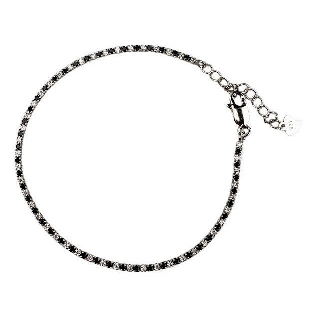 Bratara Argint 925 tip Tenis cu Zirconii, Alb-Negru
