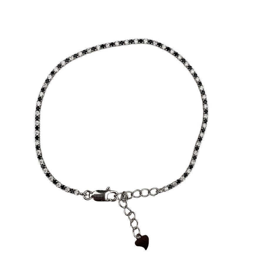 Bratara Argint 925 tip Tenis cu Zirconii, Alb-Negru