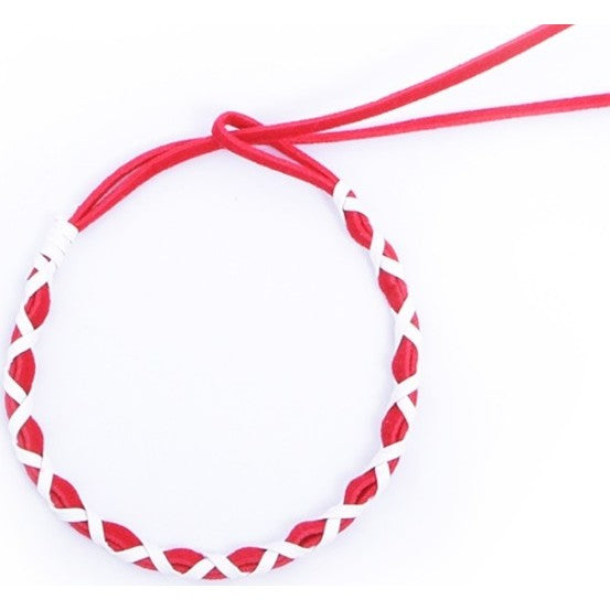 Brățară Martisor din Catifea Împletită, Model Alb-Roșu, Reglabilă