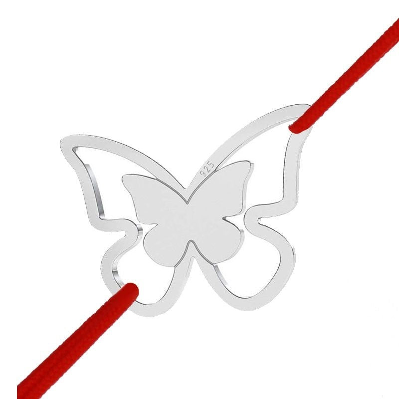 Bratara Snur Reglabil, Argint 925, Fluturas in Fluturas, 0.6 g, 1 cm x 1 cm