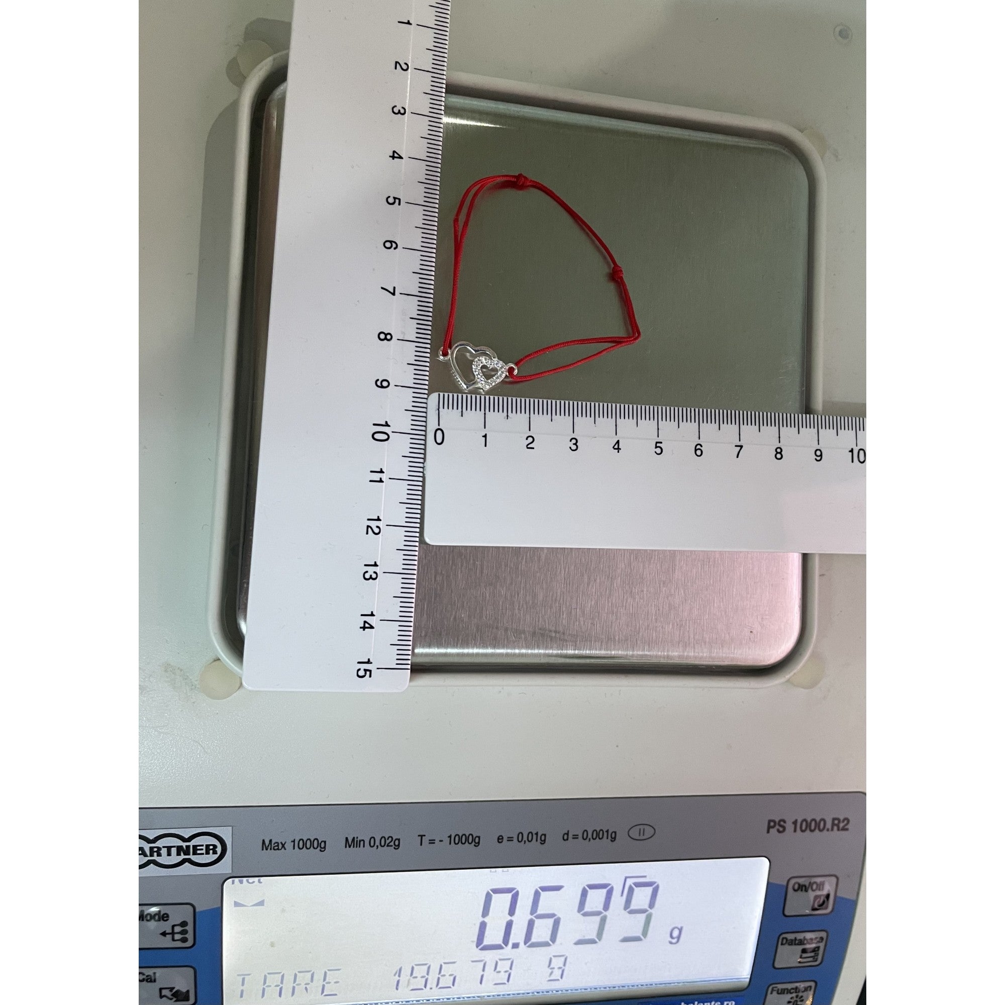 Bratara Snur Reglabil, Argint 925, Inimi Alaturate Cu Pietre, 0.6 g, 2 cm x 1 cm