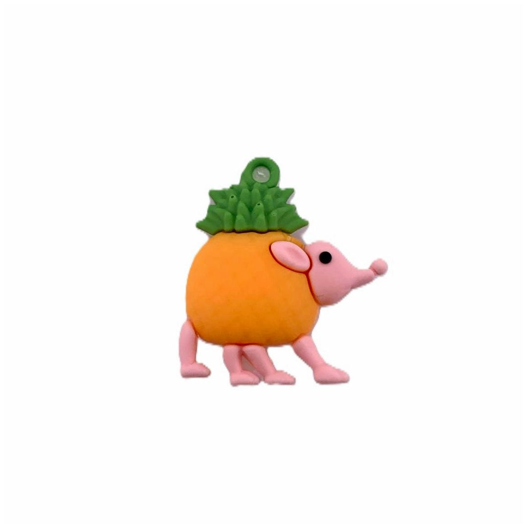 Breloc de Chei din Silicon, Figurina Brainrot Snooffi Zeffirulli, 4 cm, Portocaliu/Verde