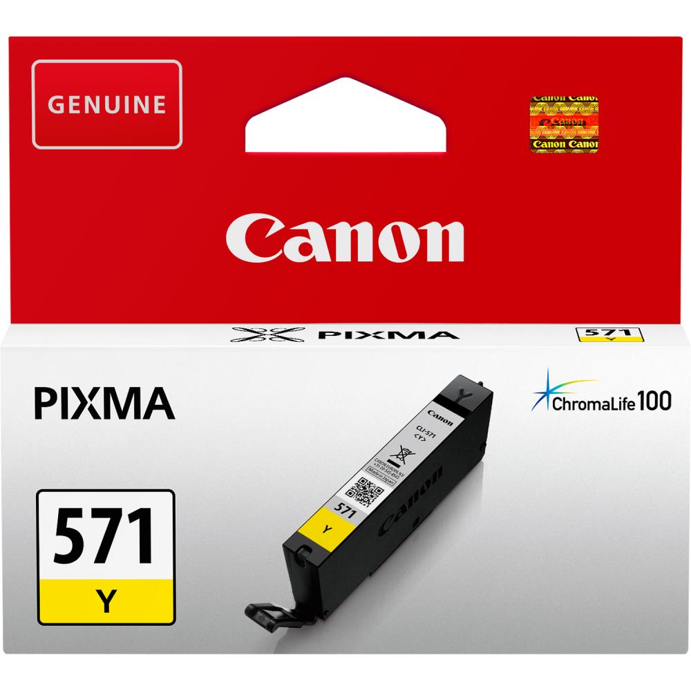 Cartuș Cerneala Original Canon Yellow, CLI-571Y, pentru Pixma MG5750|MG5751|MG6850|MG6851|MG7750|MG7751|MG7752|TS5050|TS5051|TS5053|TS5055|TS6050|TS8050|TS9050,, 