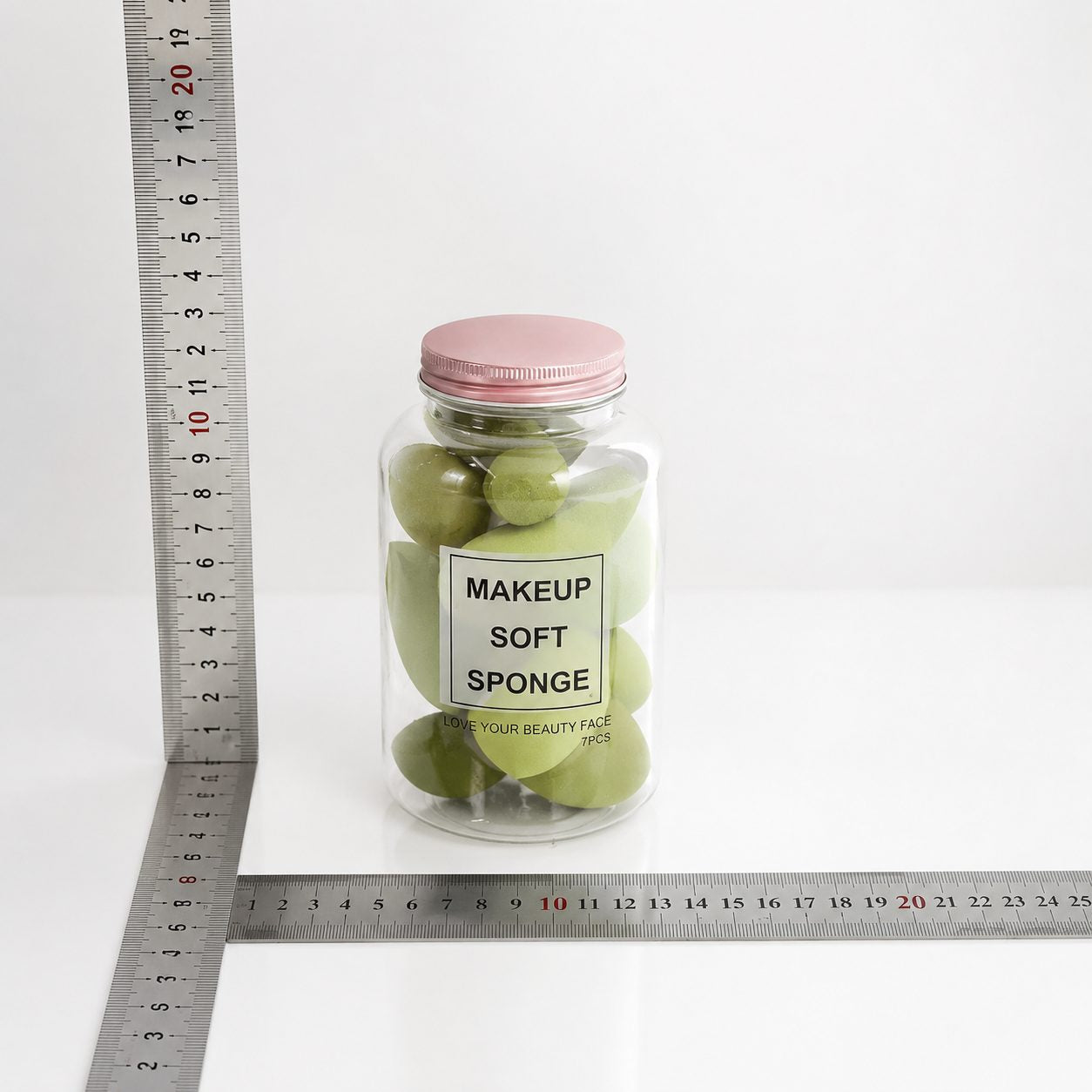 Bureti de Machiaj, Set Premium 7 bucati, Burete pentru Pudra de Machiaj, Forma Ovala, Poliuretan hidrofil, Verde