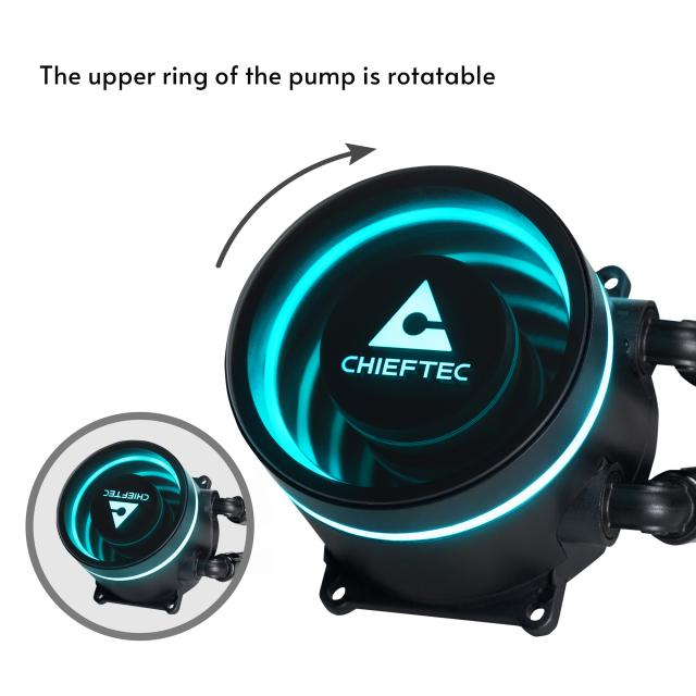 COOLER Chieftec "Iceberg 240 RGB", skt. Intel si AMD, racire cu lichid, 2 x 120mm, 500 - 2200 RPM, iluminare RGB - infinity mirror cooling block, ventilatoare RGB, negru "CLC-240RGB"