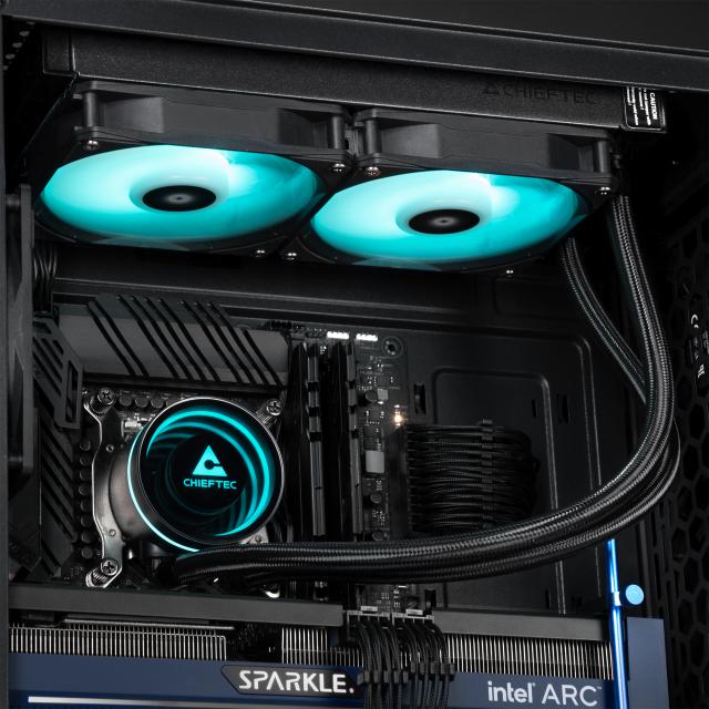 COOLER Chieftec "Iceberg 240 RGB", skt. Intel si AMD, racire cu lichid, 2 x 120mm, 500 - 2200 RPM, iluminare RGB - infinity mirror cooling block, ventilatoare RGB, negru "CLC-240RGB"