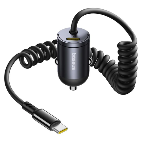 INCARCATOR auto Baseus Tiny Star, Quick Charge 30W, 1 x USB Type-C 12V/2.5A, cablu USB Type-C integrat, negru "C00035001121-00" - 6932172677213