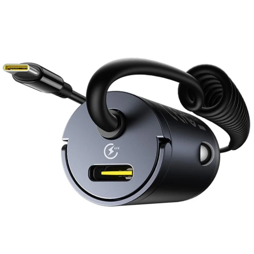 INCARCATOR auto Baseus Tiny Star, Quick Charge 30W, 1 x USB Type-C 12V/2.5A, cablu USB Type-C integrat, negru "C00035001121-00" - 6932172677213