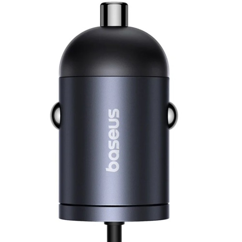 INCARCATOR auto Baseus Tiny Star, Quick Charge 30W, 1 x USB Type-C 12V/2.5A, cablu USB Type-C integrat, negru "C00035001121-00" - 6932172677213