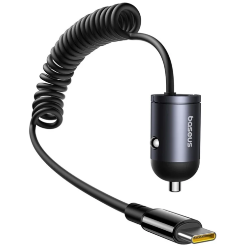 INCARCATOR auto Baseus Tiny Star, Quick Charge 30W, 1 x USB Type-C 12V/2.5A, cablu USB Type-C integrat, negru "C00035001121-00" - 6932172677213