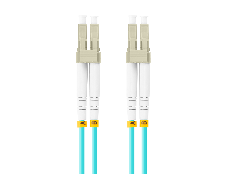 Patch cord fibră MM LC/UPC-LC/UPC duplex 3 m LSZH OM3 50/125 3,0 mm aqua