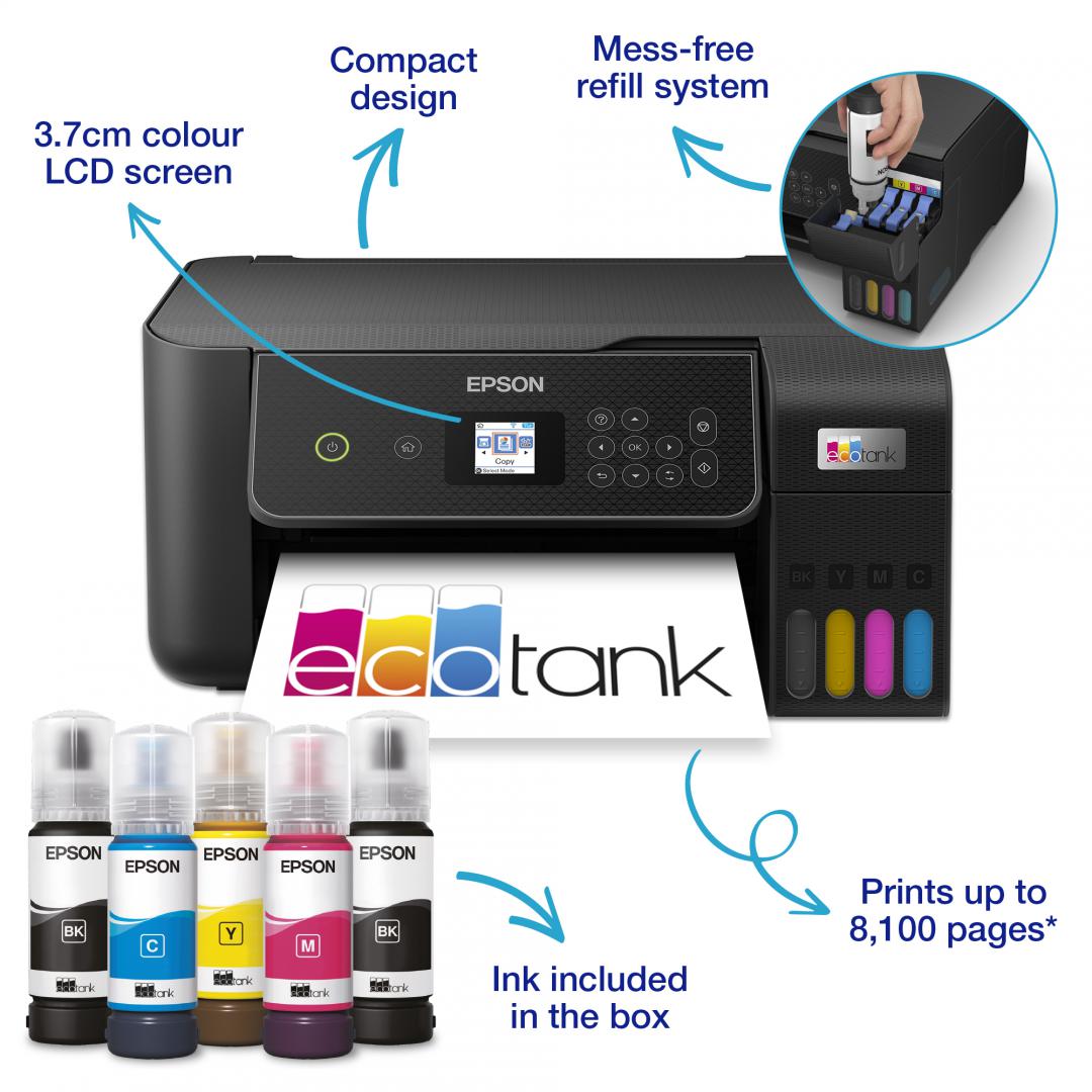 Multifunctional Inkjet CISS Color Epson L3280, A4, Functii: Impr.|Scan.|Cop., Viteza de Printare Monocrom: 33ppm, Viteza de printare color: 15ppm, Conectivitate:USB|WiFi, Duplex:Nu, ADF:Nu, (incl.TV 11lei) "C11CJ66426"(RAPO)