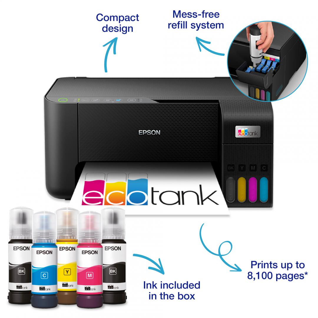Multifunctional Inkjet CISS Color Epson, L3270, A4, Functii:Impr|Scan|Cop,Viteza Print Mono:10 ppm,Viteza Print color:5 ppm,Conectiv:USB,Duplex:nu,ADF:Nu, "C11CJ67434"(RAPO)