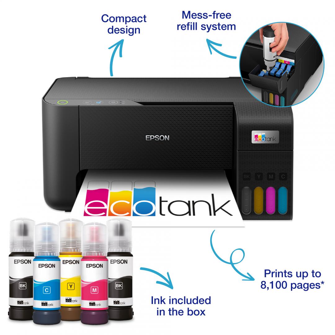 Multifunctional Inkjet CISS Color Epson L3230, A4, Functii: Impr.|Scan.|Cop., Viteza de Printare Monocrom: 33ppm, Viteza de printare color: 15ppm, Conectivitate:USB, Duplex:Nu, ADF:Nu, (incl.TV 11lei) "C11CJ68407"(RAPO)