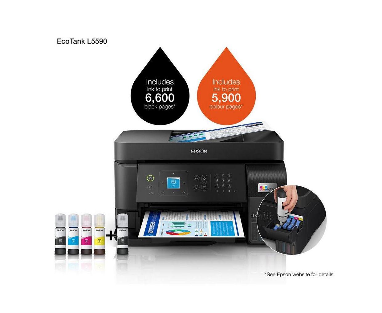 Multifunctional Inkjet CISS Color Epson L5590, A4, Functii:Impr|Scan|Cop|Fax,Viteza Print Mono:33ppm,Viteza Print color:15ppm,Conectiv:USB|Retea|Wi-Fi,Duplex:,ADF:Da, "C11CK57403"(RAPO)