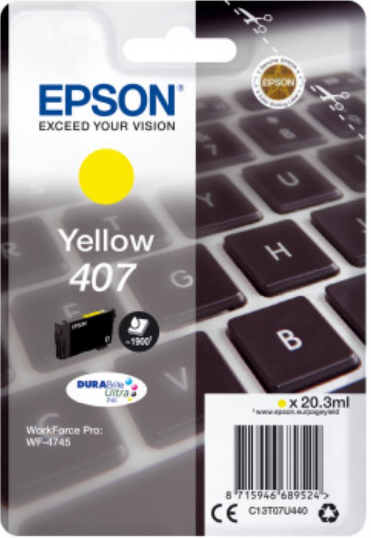Cartus Cerneala Original Epson Yellow, nr.407, pentru WF-4745 Series , 20,3ml, , "C13T07U440"(RAPO)