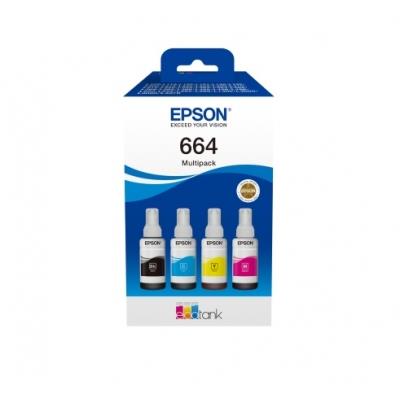 Combo-Pack Original Epson CMYK, 664 Combo, pentru L100|L120||L200|L110|L210|L220|L300|L355|L550, , "C13T66464A"(RAPO)