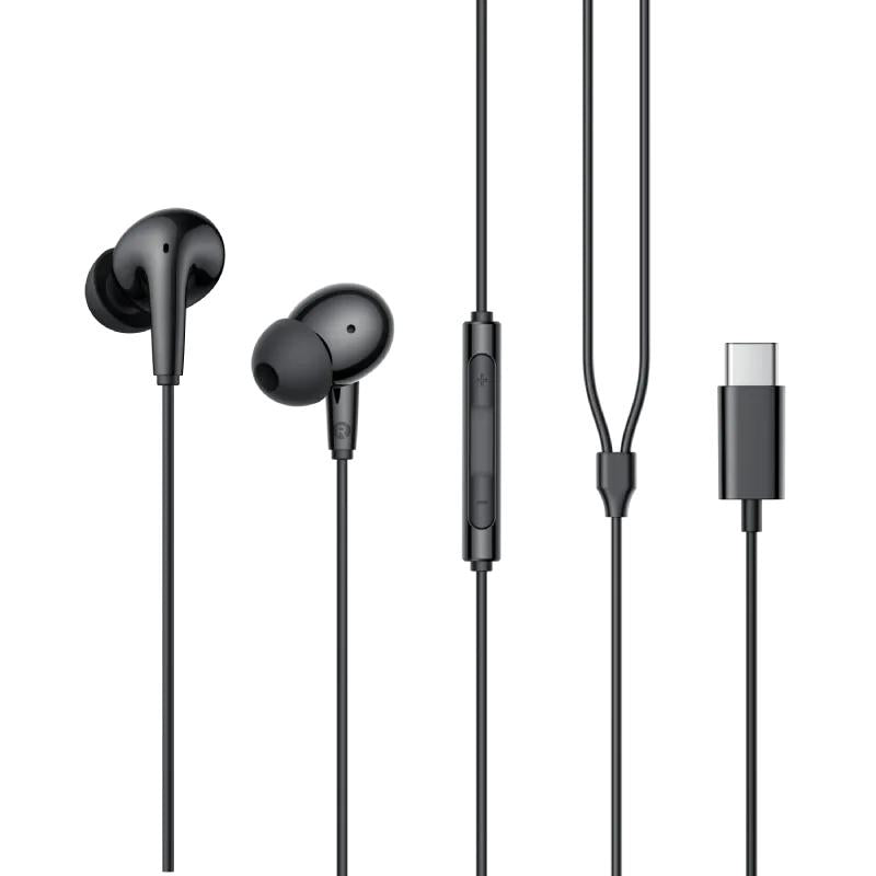 CASTI Edifier, cu fir, intraauriculare - butoni, pt smartphone, microfon pe fir, conectare prin USB-C, buton in-line, negru, "P230-BK", (timbru verde 0.18 lei)