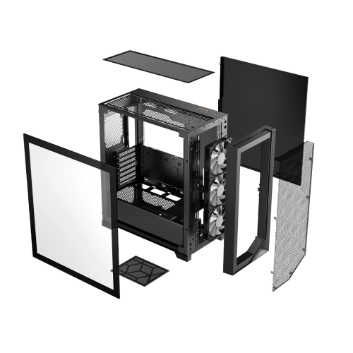 CARCASA PCCooler "C3 D510", middle tower, gaming, fara sursa, suporta 8xfan, , PSU shroud, USB 3.1 gen 1 x 2, audio, mic, 7 sloturi expansiune, negru, "C3D510 BK"