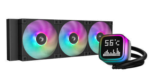COOLER DeepCool "LP360", skt. Intel si AMD, racire cu lichid, 3 x 120mm, 600 - 2400 RPM, iluminare RGB adresabil, afisaj digital, negru "R-LP360-BKMSNC-G-1"