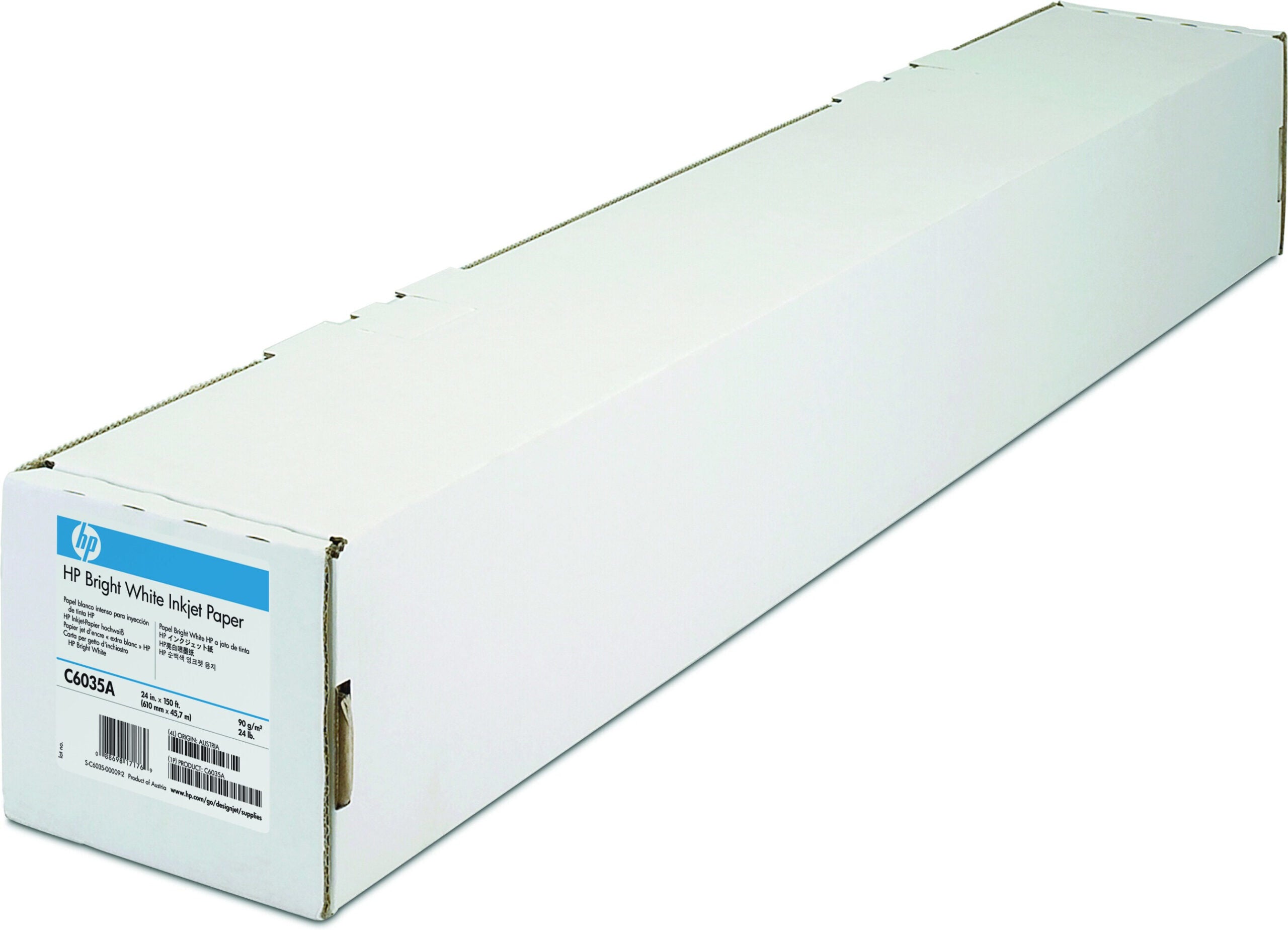 HP Bright White Inkjet Paper 4.7 mil , 90 g/m² (24 lbs) , 610 mm x 45.7 m