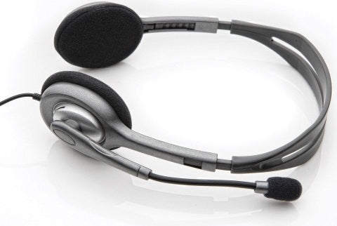 CASTI Logitech, "H110", cu fir, standard, utilizare multimedia, call center, microfon pe brat, conectare prin Jack 3.5 mm x 2, gri, "981-000271"