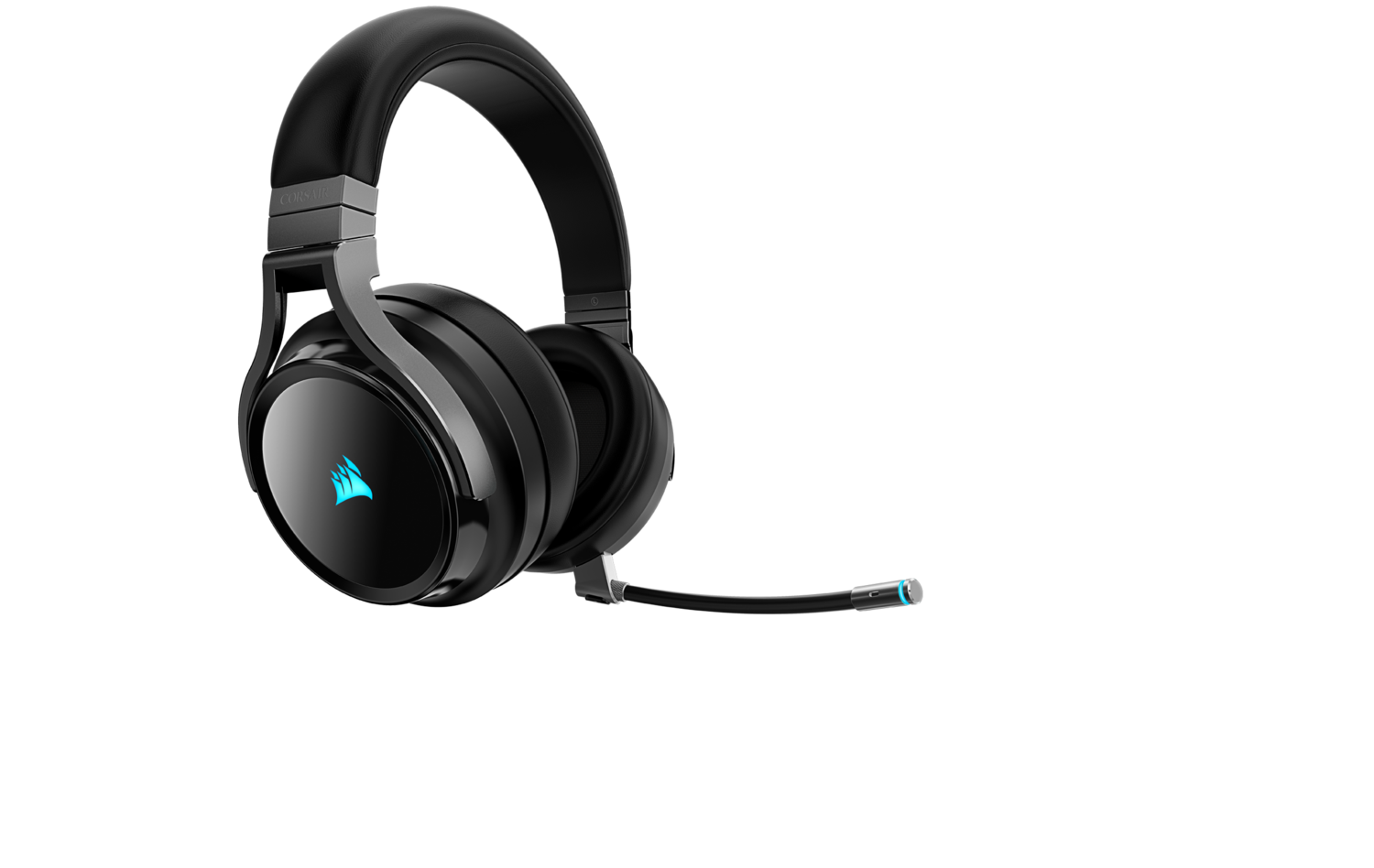 CASTI Corsair, "Virtuoso RGB", wireless, cu fir, gaming, utilizare multimedia, mic pe brat, detasabil, conectare prin 2.4 GHz(WiFi),Jack 3.5 mm,USB 2.0,negru "CA-9011185-EU"
