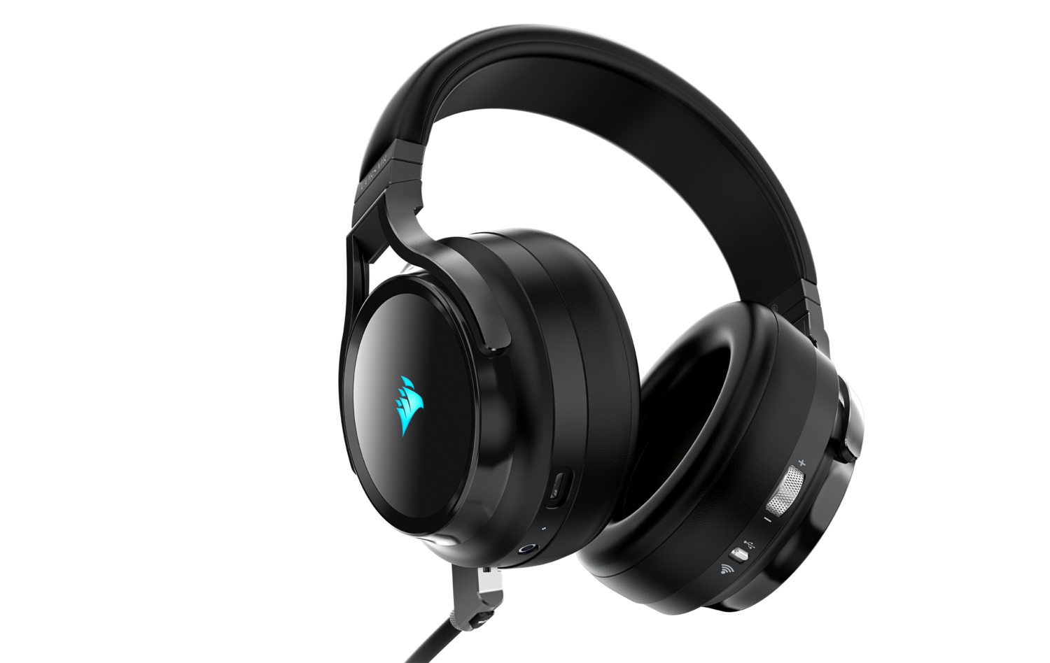 CASTI Corsair, "Virtuoso RGB", wireless, cu fir, gaming, utilizare multimedia, mic pe brat, detasabil, conectare prin 2.4 GHz(WiFi),Jack 3.5 mm,USB 2.0,negru "CA-9011185-EU"