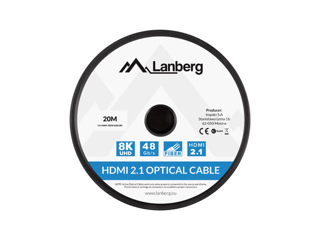 Cablu HDMI M/M v2.1 20 m optic negru AOC "CA-HDMI-30FB-0200-BK"