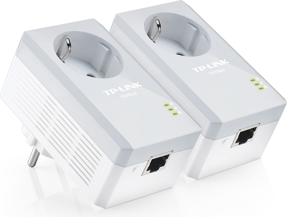 KIT ADAPTOR POWERLINE TP-LINK tehnologie AV, AV600, pana la 600Mbps, 1 port 10/100Mbps, priza AC, 2buc. "TL-PA4010PKIT"