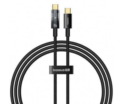 CABLU alimentare si date Baseus Explorer, Fast Charging Data Cable pt. smartphone, USB Type-C la USB Type-C 100W, oprire automata incarcare, braided, 2m, negru "P10319704111-00" - 6932172660604