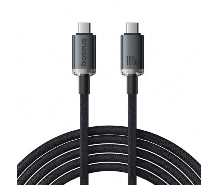 CABLU alimentare si date Baseus Crystal Shine, Fast Charging Data Cable pt. smartphone, thunderbolt, USB3.2 Type-C la USB3.2 Type-C 100W, video 4K@60Hz 1.5m, braided, negru "P10318204111-00" - 6932172657994