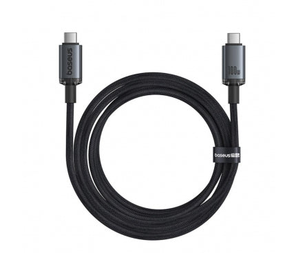 CABLU alimentare si date Baseus Crystal Shine, Fast Charging Data Cable pt. smartphone, thunderbolt, USB3.2 Type-C la USB3.2 Type-C 100W, video 4K@60Hz 1.5m, braided, negru "P10318204111-00" - 6932172657994
